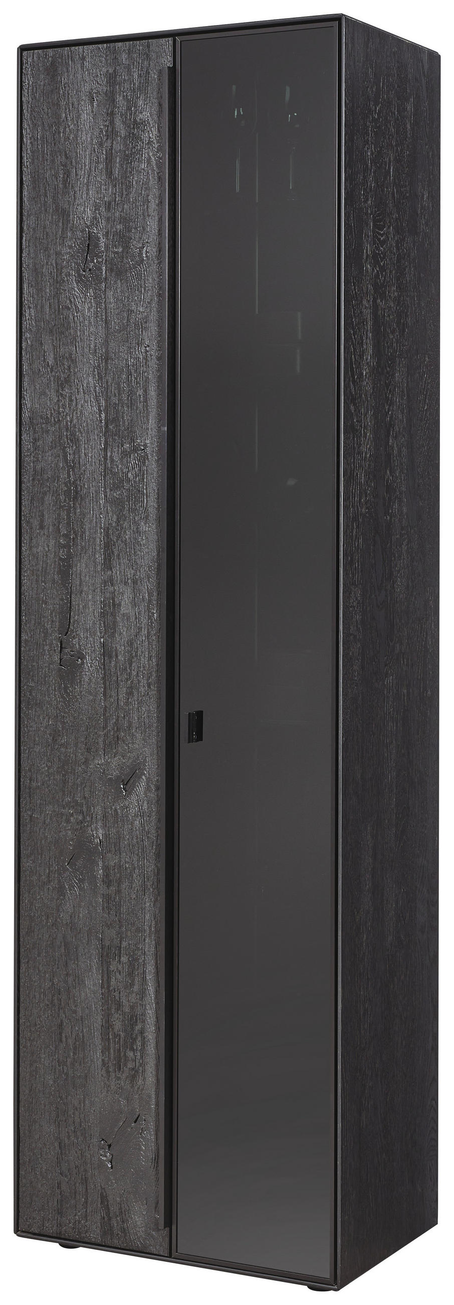 VITRINE Schwarz, Eichefarben  62/205,5/39,5 cm  - Eichefarben/Anthrazit, Natur, Glas/Holz (62/205,5/39,5cm) - Valnatura