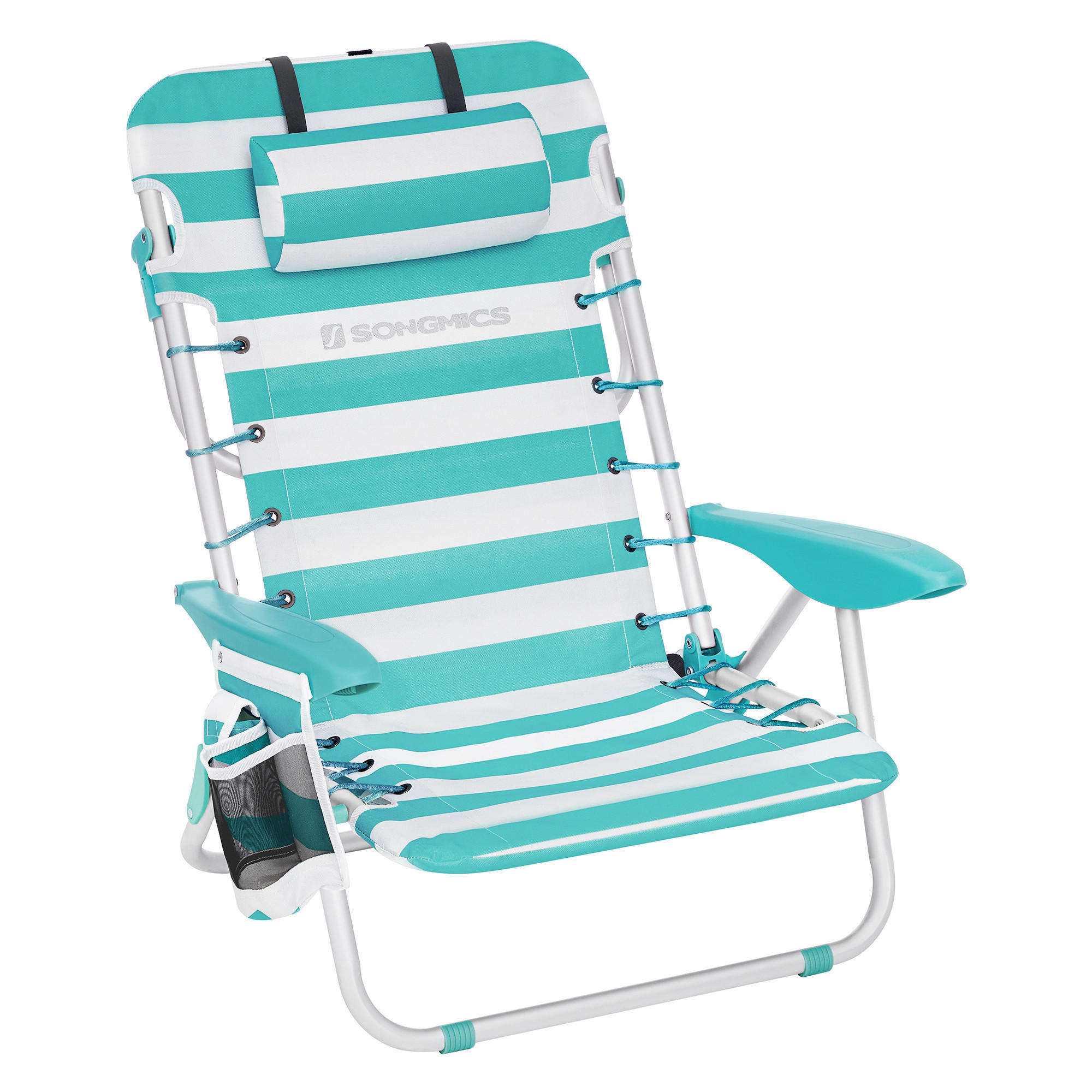 STRANDSTUHL Aluminium Weiß, Mintgrün  - Weiß/Mintgrün, Basics, Textil/Metall (63/75/68cm) - Modante