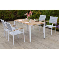 GARTENTISCHGRUPPE beschichtet Aluminium  - Naturfarben/Weiß, KONVENTIONELL, Kunststoff/Textil - Gardenson