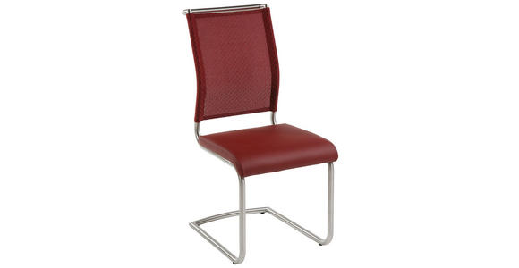 SCHWINGSTUHL in Metall, Textil Dunkelrot, Edelstahlfarben - Edelstahlfarben/Dunkelrot, Design, Textil/Metall (43/100/60cm) - Dieter Knoll