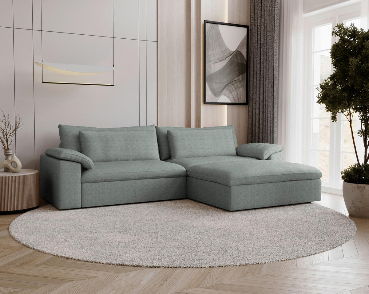 ECKSOFA  Chenille Grau  - Schwarz/Grau, Modern, Kunststoff/Textil (306/198cm) - Carryhome