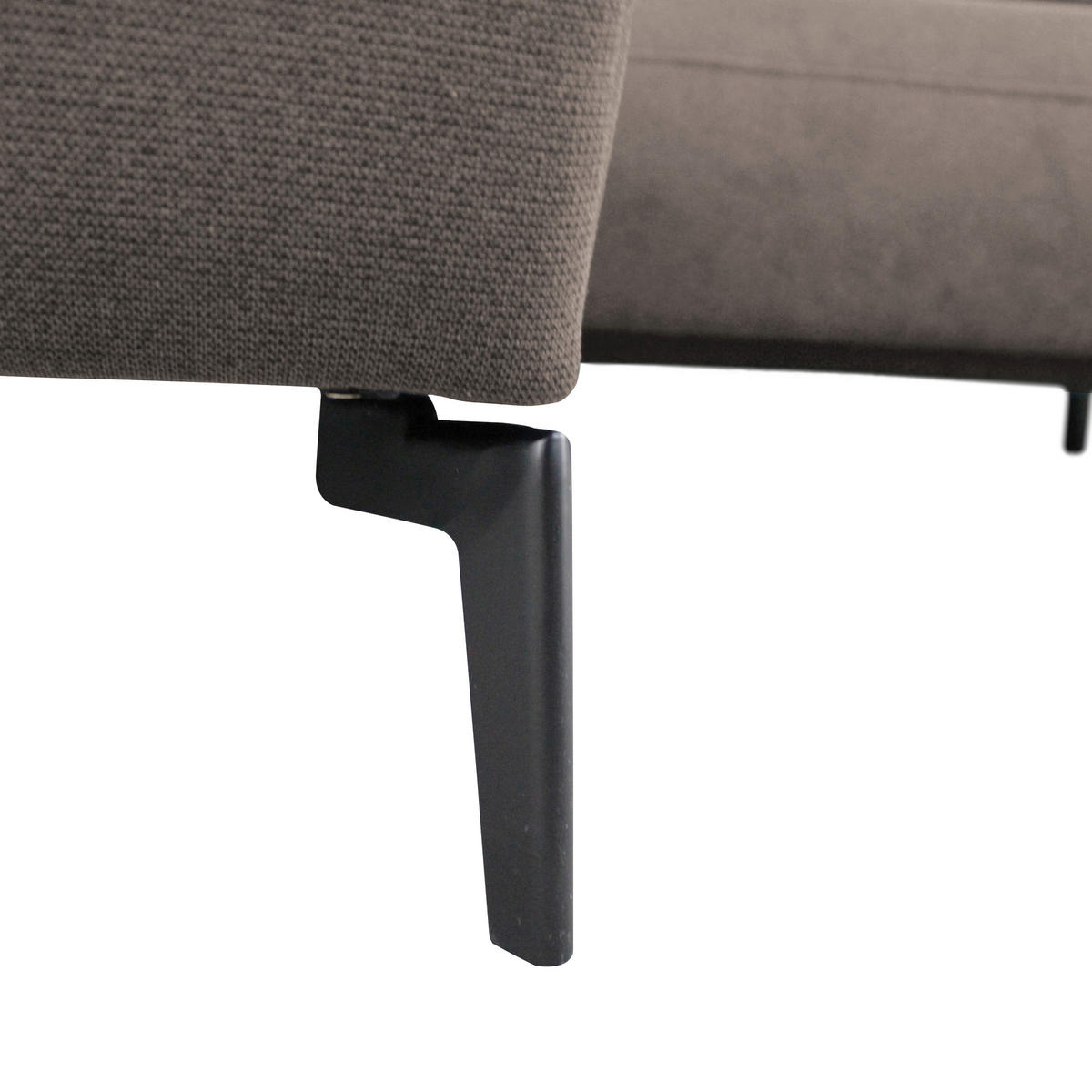 ECKSOFA Hellbraun Flachgewebe  - Hellbraun/Schwarz, Design, Textil/Metall (163/240cm) - MID.YOU