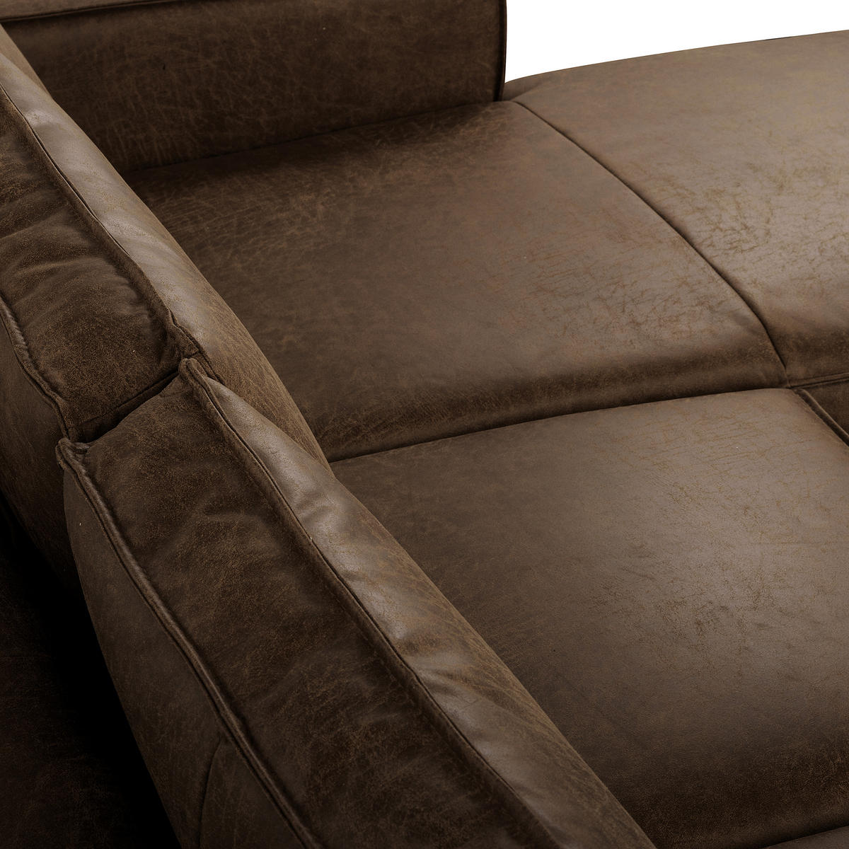 ECKSOFA Dunkelbraun Echtleder Lederlook Rücken echt  - Dunkelbraun/Schwarz, Design, Leder/Textil (166/238cm) - Livetastic