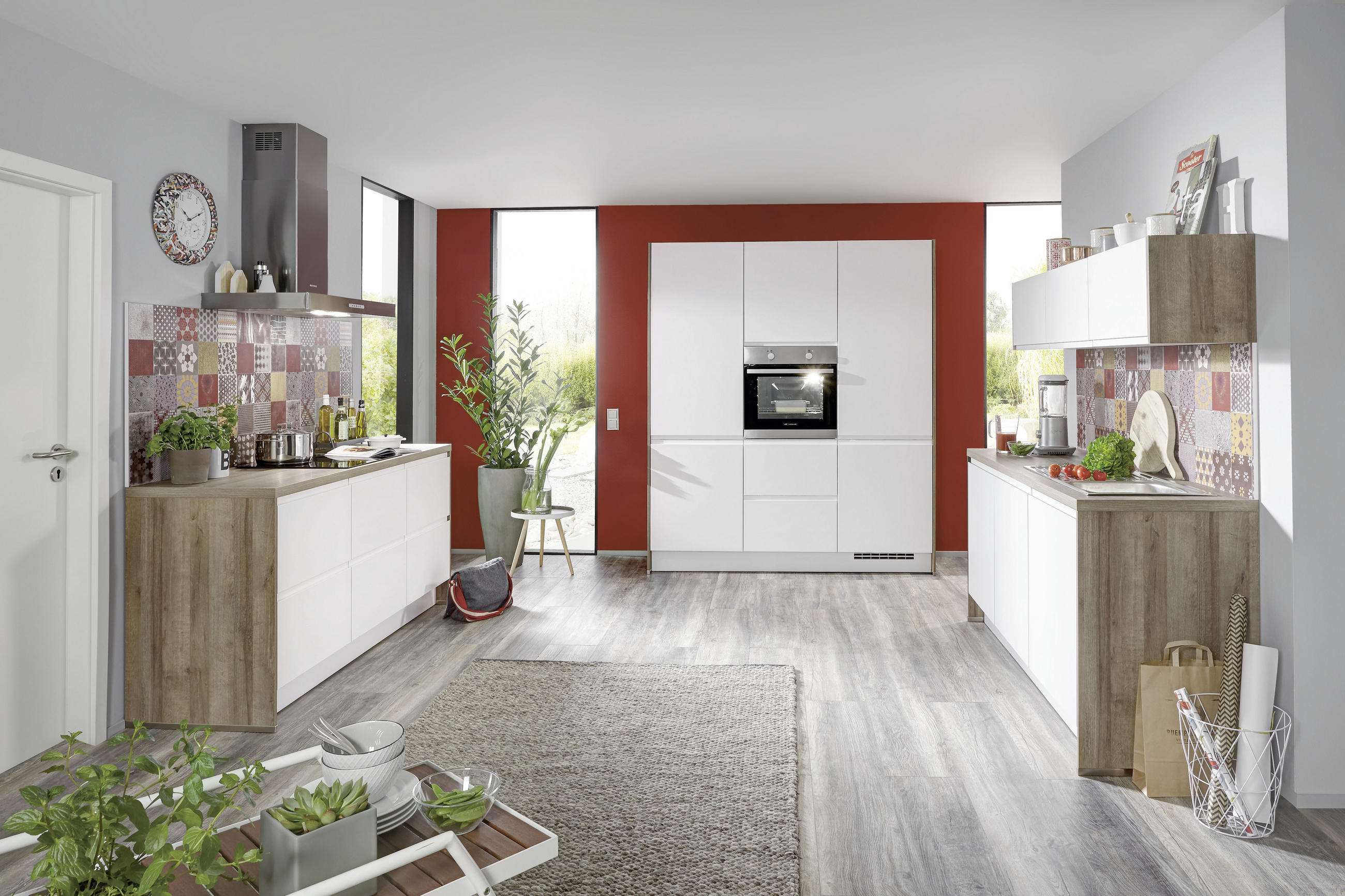 EINBAUKÜCHE   - Weiss, Design, Holzwerkstoff - Celina