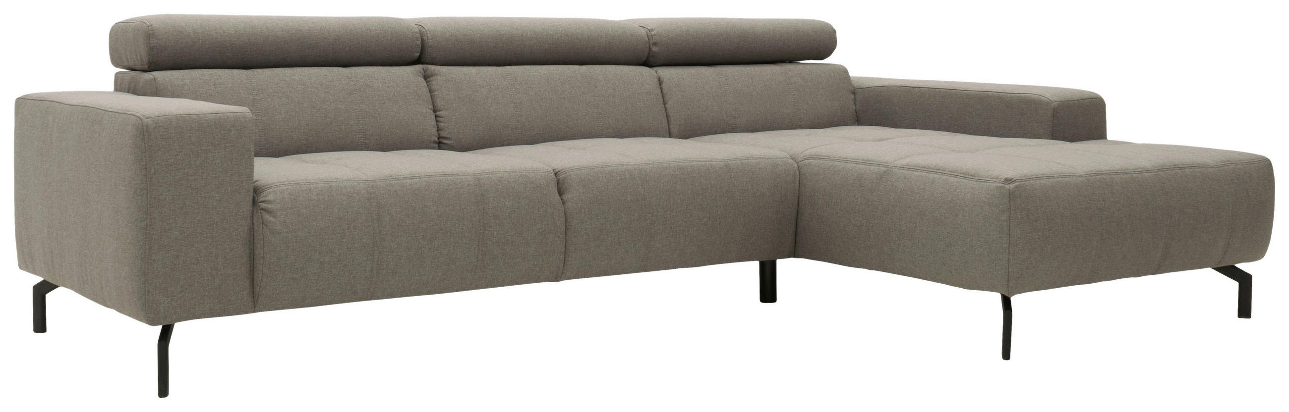 ECKSOFA Silberfarben Webstoff  - Silberfarben/Schwarz, Design, Textil/Metall (292/175cm) - MID.YOU
