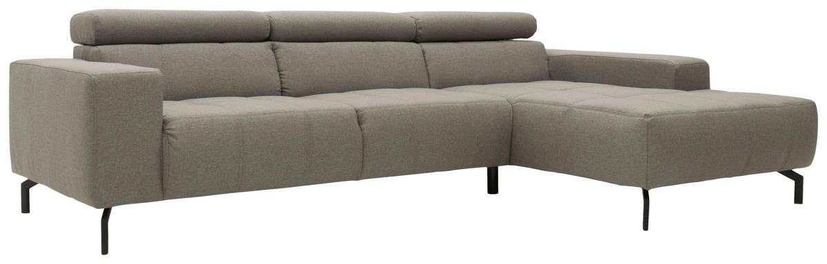 ECKSOFA in Webstoff Silberfarben  292/175 cm  - Silberfarben/Schwarz, Design, Textil/Metall (292/175cm) - MID.YOU