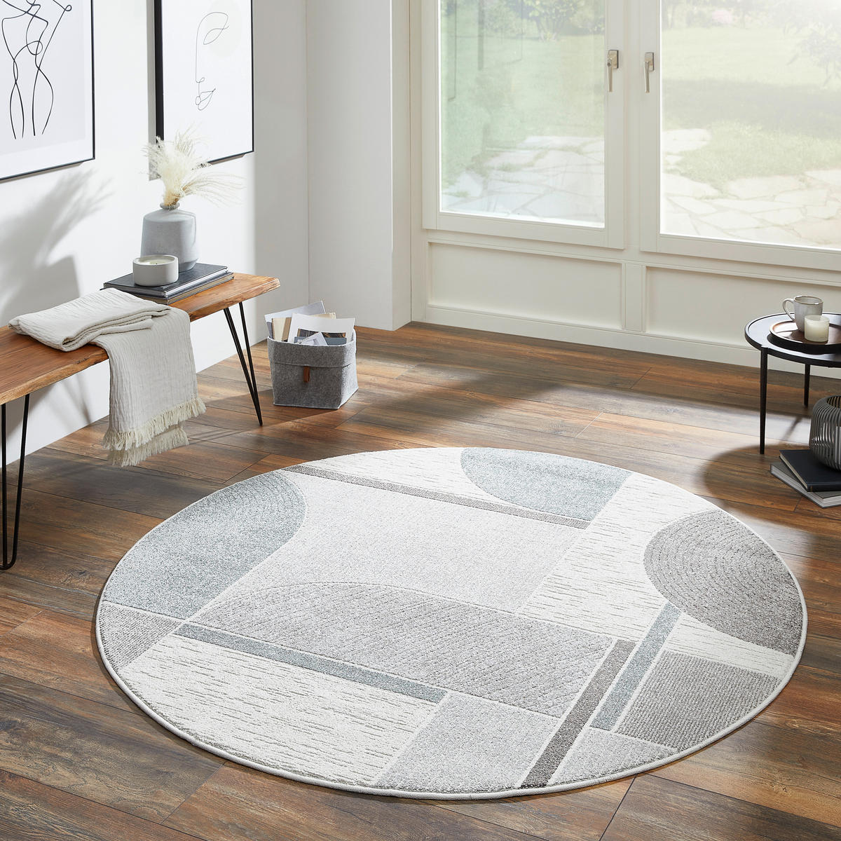 WEBTEPPICH 160 cm Valencia Grau, Petrol, Hellgrau  - Petrol/Hellgrau, Design, Textil (160cm)