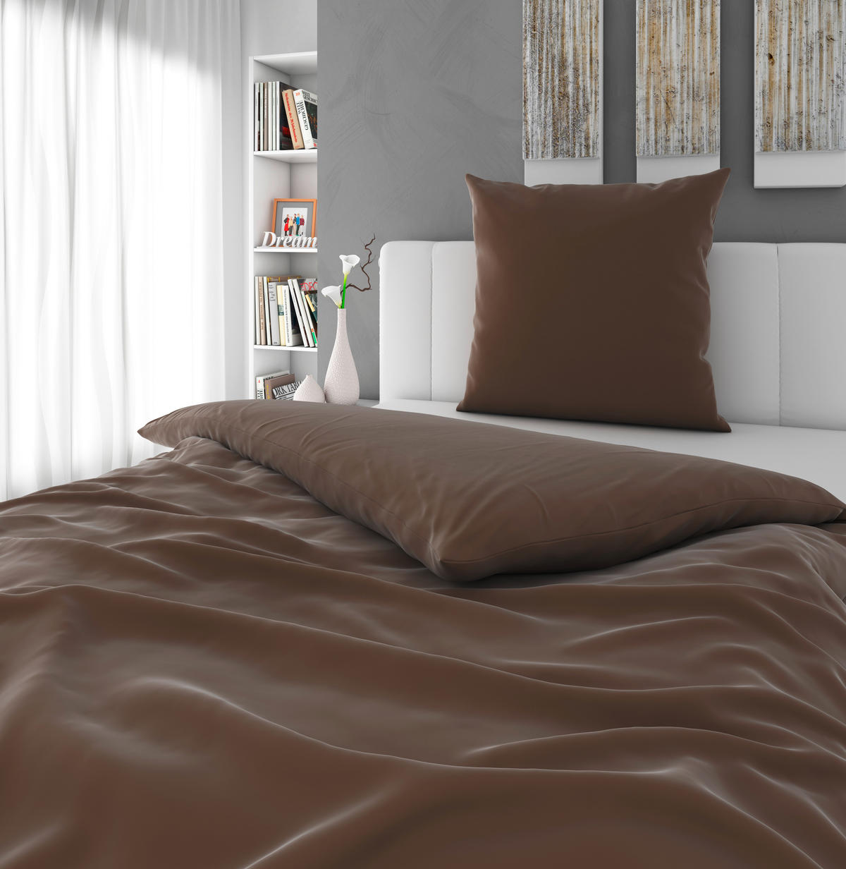 BETTWÄSCHE 2-teilig NIGIRI Satin 155/220 cm  - Cappuccino, Basics, Textil (155/220cm) - Bio:Vio