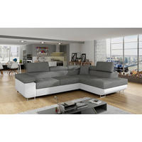 ECKSOFA in Textilgeflecht Grau, Weiß  272/203 cm  - Chromfarben/Weiß, Design, Textil/Metall (272/203cm) - MID.YOU