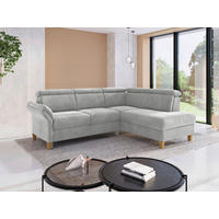 ECKSOFA GLENDALE E Silberfarben Flachgewebe  - Eichefarben/Silberfarben, KONVENTIONELL, Holz/Textil (247/193cm) - Sit & More