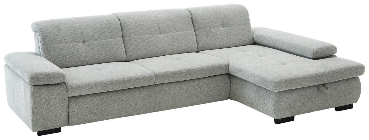 ECKSOFA in Flachgewebe Alufarben  297/174 cm  - Schwarz/Alufarben, Design, Textil/Metall (297/174cm) - Beldomo Style