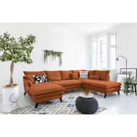 WOHNLANDSCHAFT Mikrofaser Terracotta  - Terracotta/Schwarz, Design, Holz/Textil (150/302/200cm) - P & B