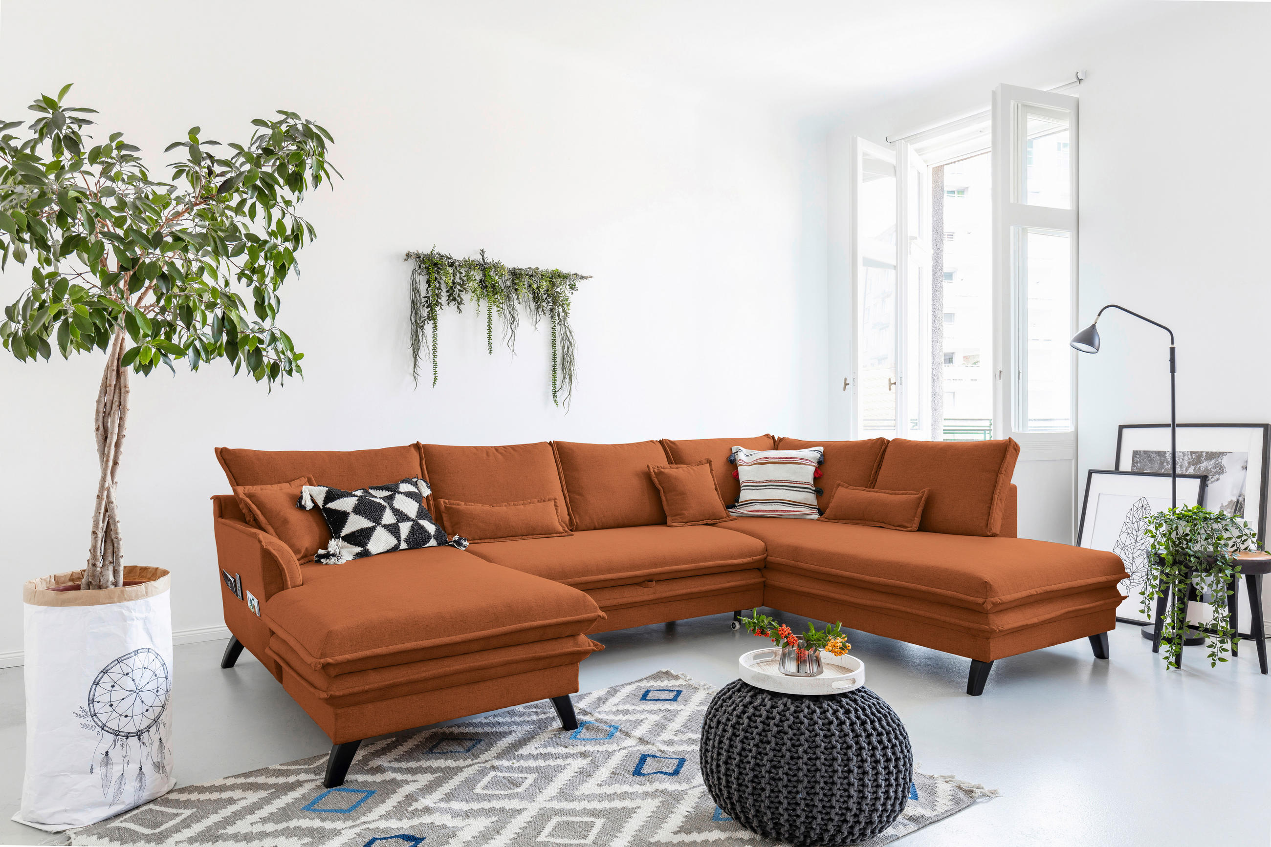 P & B SEDACÍ SOUPRAVA, textil, terracotta