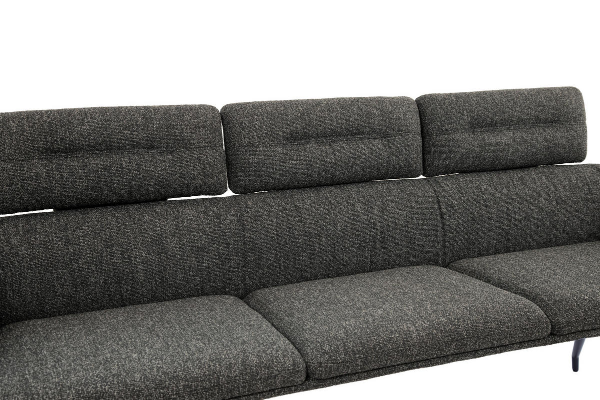 SITZBANK 200/91/70 cm Webstoff Schwarz, Dunkelgrau  - Dunkelgrau/Schwarz, Design, Textil/Metall (200/91/70cm) - Dieter Knoll