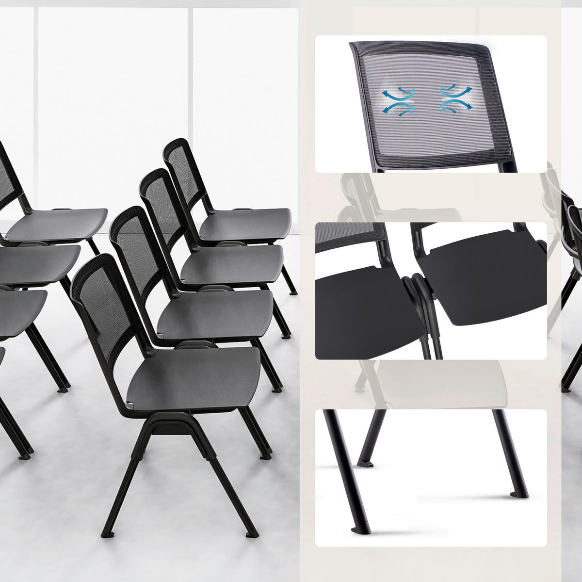 BESUCHERSTUHL  in Flachgewebe Schwarz  - Schwarz, MODERN, Textil/Metall (54/81/51cm) - MID.YOU
