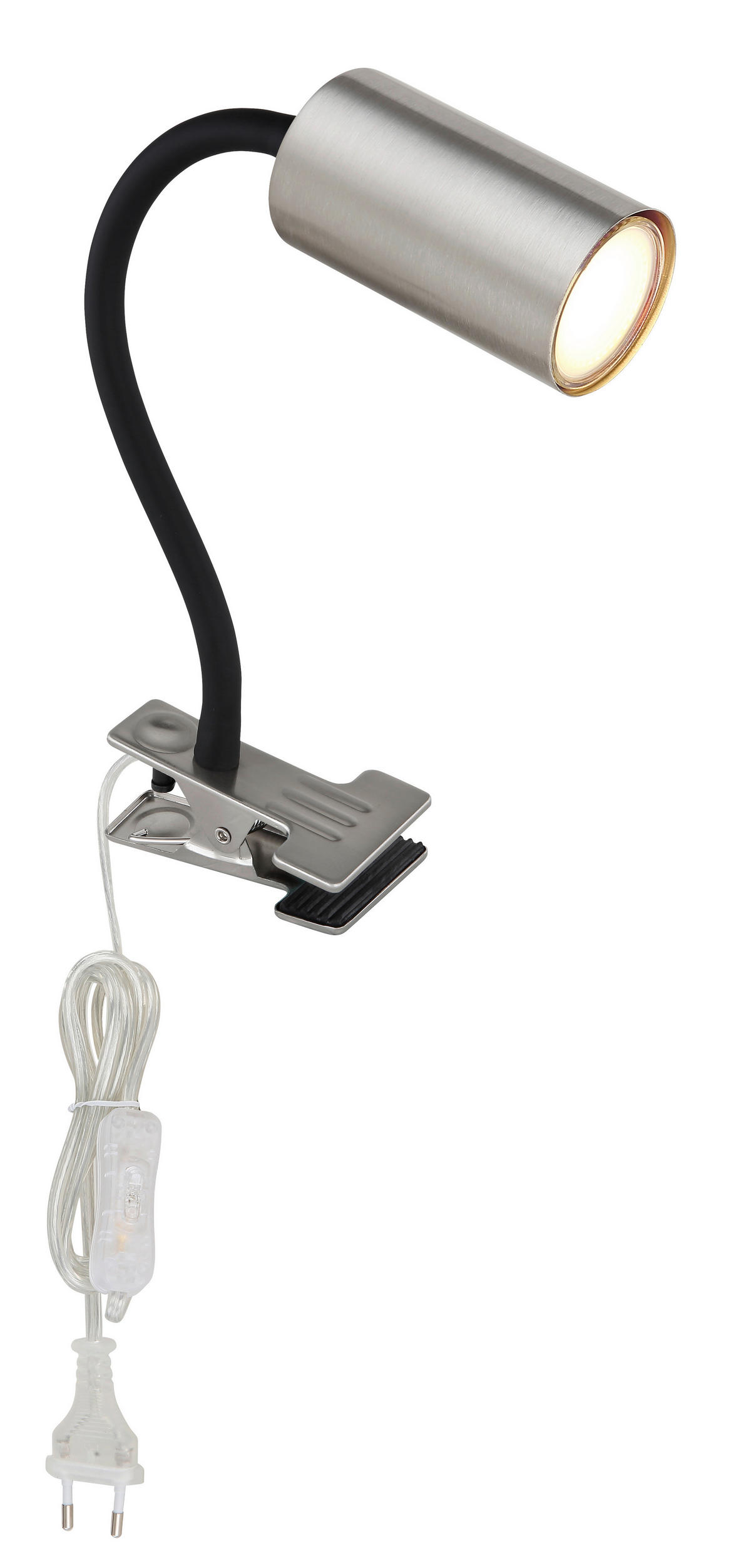 KLEMMLEUCHTE 10/5,5/41,5 cm   - Schwarz/Nickelfarben, Basics, Kunststoff/Metall (10/5,5/41,5cm) - Globo