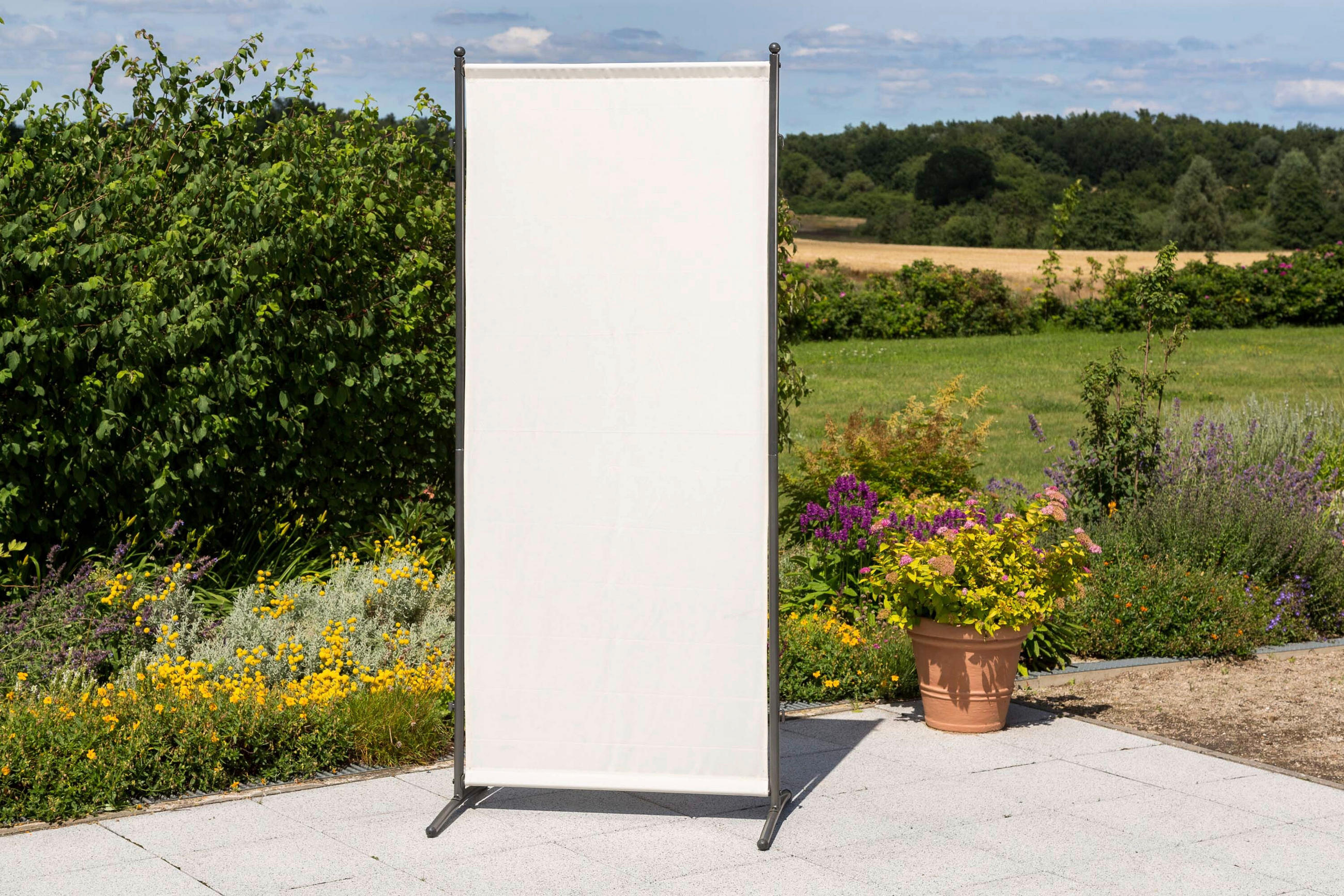 SICHTSCHUTZ - Beige/Silberfarben, KONVENTIONELL, Textil/Metall (80/188/50cm) - Gardenson