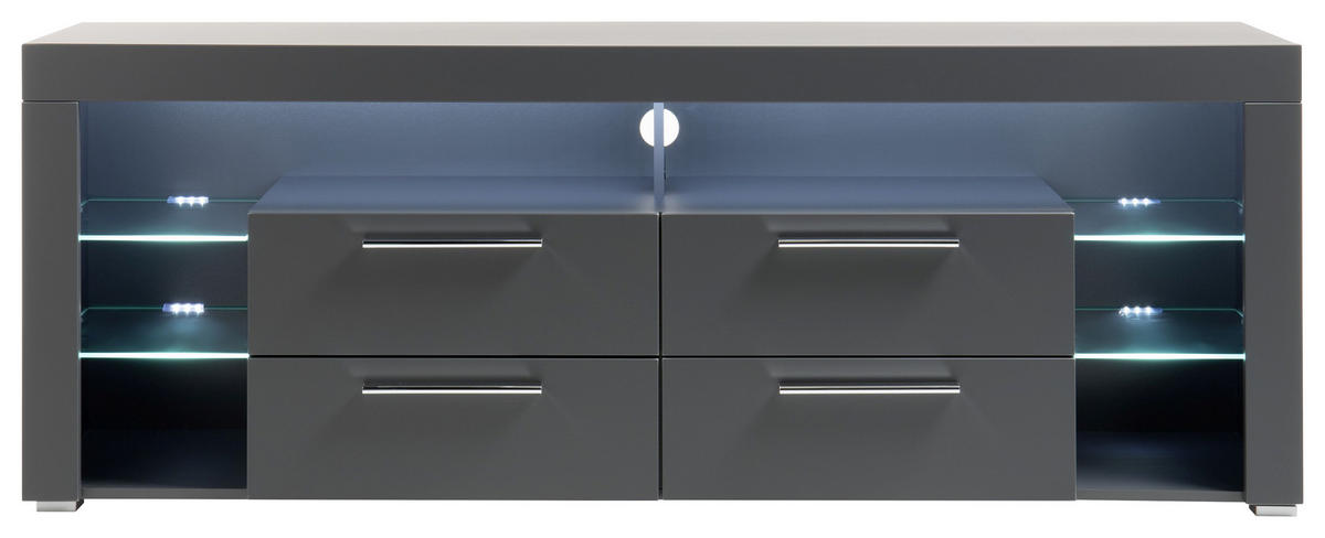 TV-ELEMENT - Alufarben/Grau, Design, Glas/Holzwerkstoff (179/66/44cm) - Carryhome