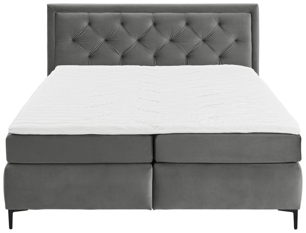 BOXSPRINGBETT 180/200 cm  in Grau  - Schwarz/Grau, Konventionell, Textil/Metall (180/200cm) - Boxxx