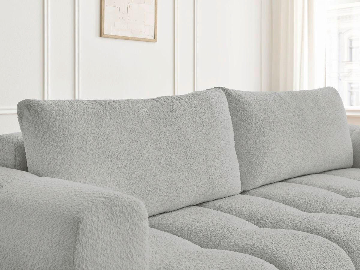 SCHLAFSOFA FUJI Bouclé Hellgrau  inkl.  - Hellgrau/Schwarz, MODERN, Kunststoff/Textil (251/113/88cm)