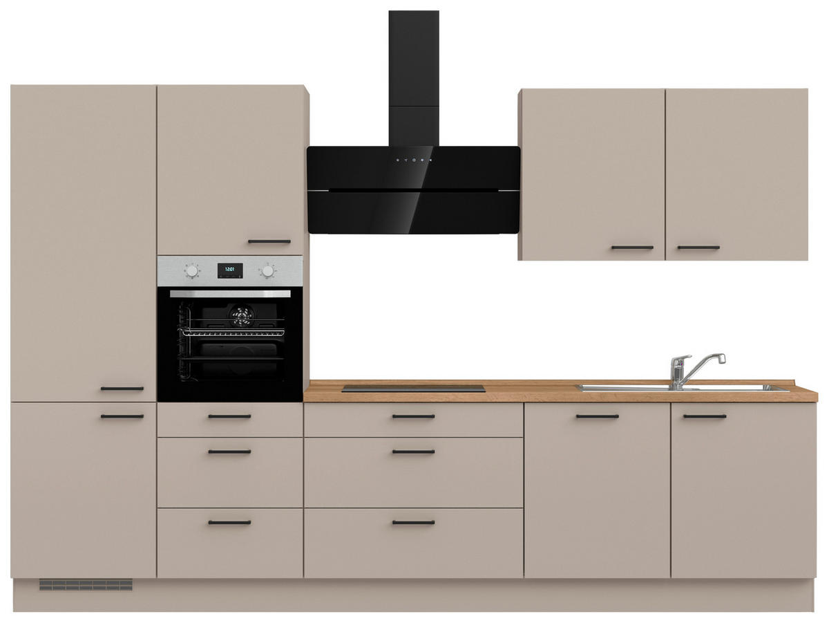 KÜCHENBLOCK Easytouch 330 cm  in Eichefarben, Sandfarben  - Sandfarben/Eichefarben, MODERN, Holzwerkstoff/Metall (330cm) - Nobilia