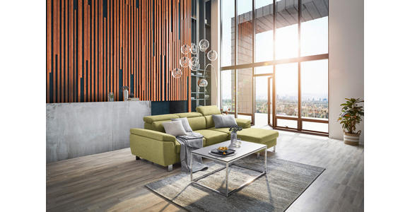 ECKSOFA inkl. Funktionen Grün Webstoff - Silberfarben/Grün, Design, Textil/Metall (250/167cm) - Xora