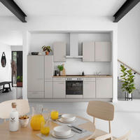 KÜCHENBLOCK Touch 300 cm  in Grau, Eiche dunkel  - Eiche dunkel/Edelstahlfarben, MODERN, Holzwerkstoff/Metall (300cm) - Nobilia
