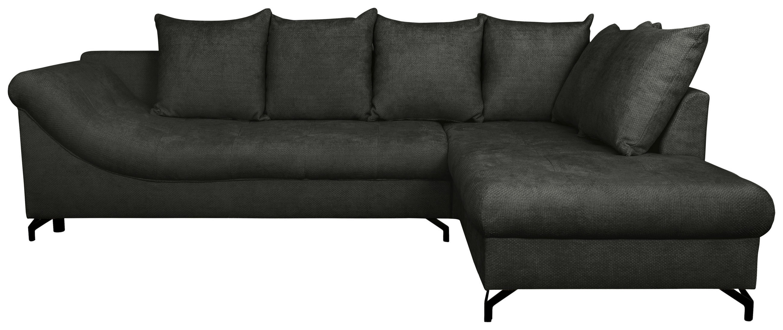 ECKSOFA Schwarz Struktur  - Schwarz, KONVENTIONELL, Textil/Metall (274/194cm) - Carryhome