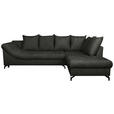 ECKSOFA Schwarz Struktur  - Schwarz, KONVENTIONELL, Textil/Metall (274/194cm) - Carryhome
