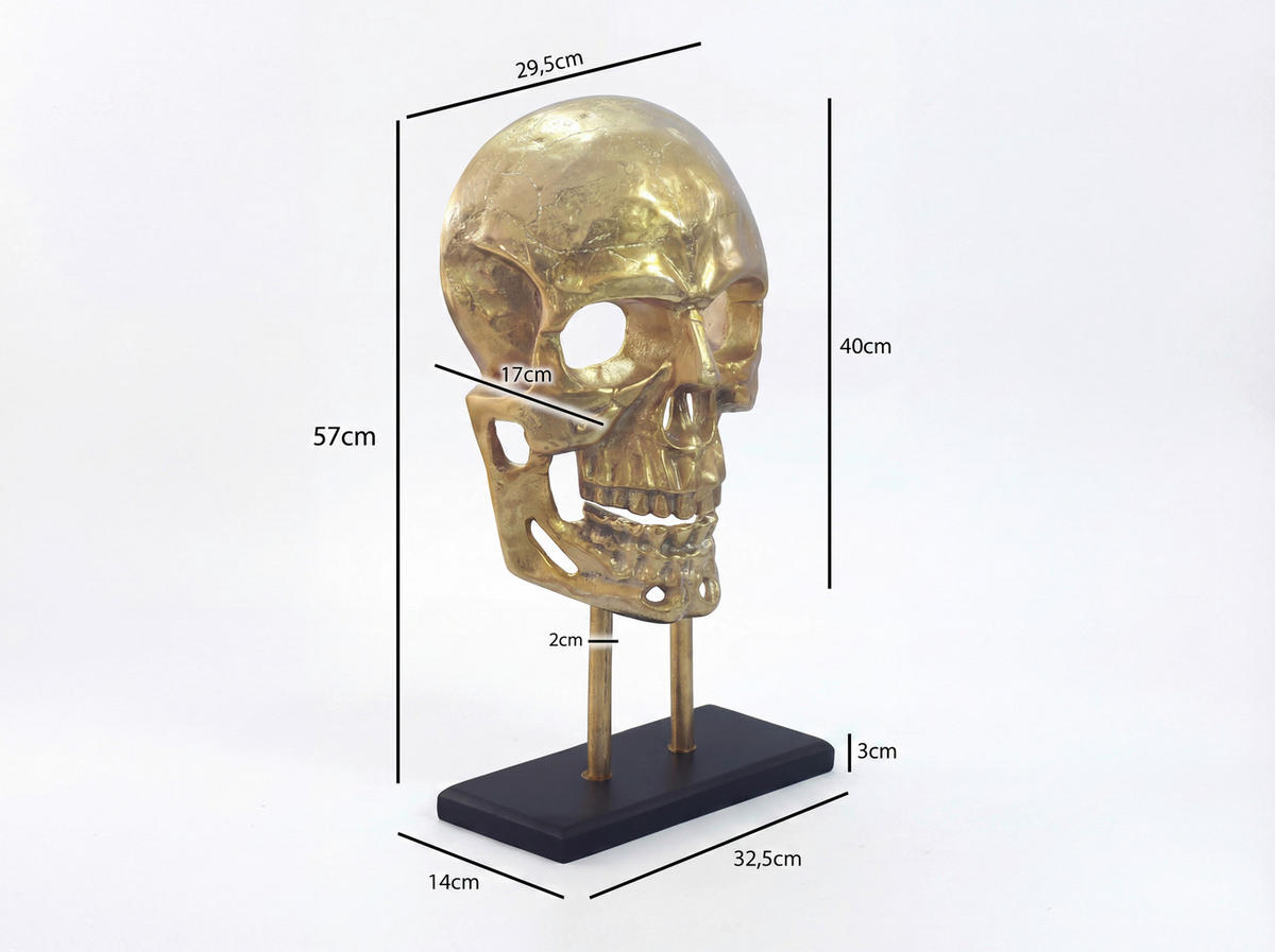 DEKOSCHÄDEL  - Goldfarben, Design, Metall (32,5/57/17cm) - Livetastic