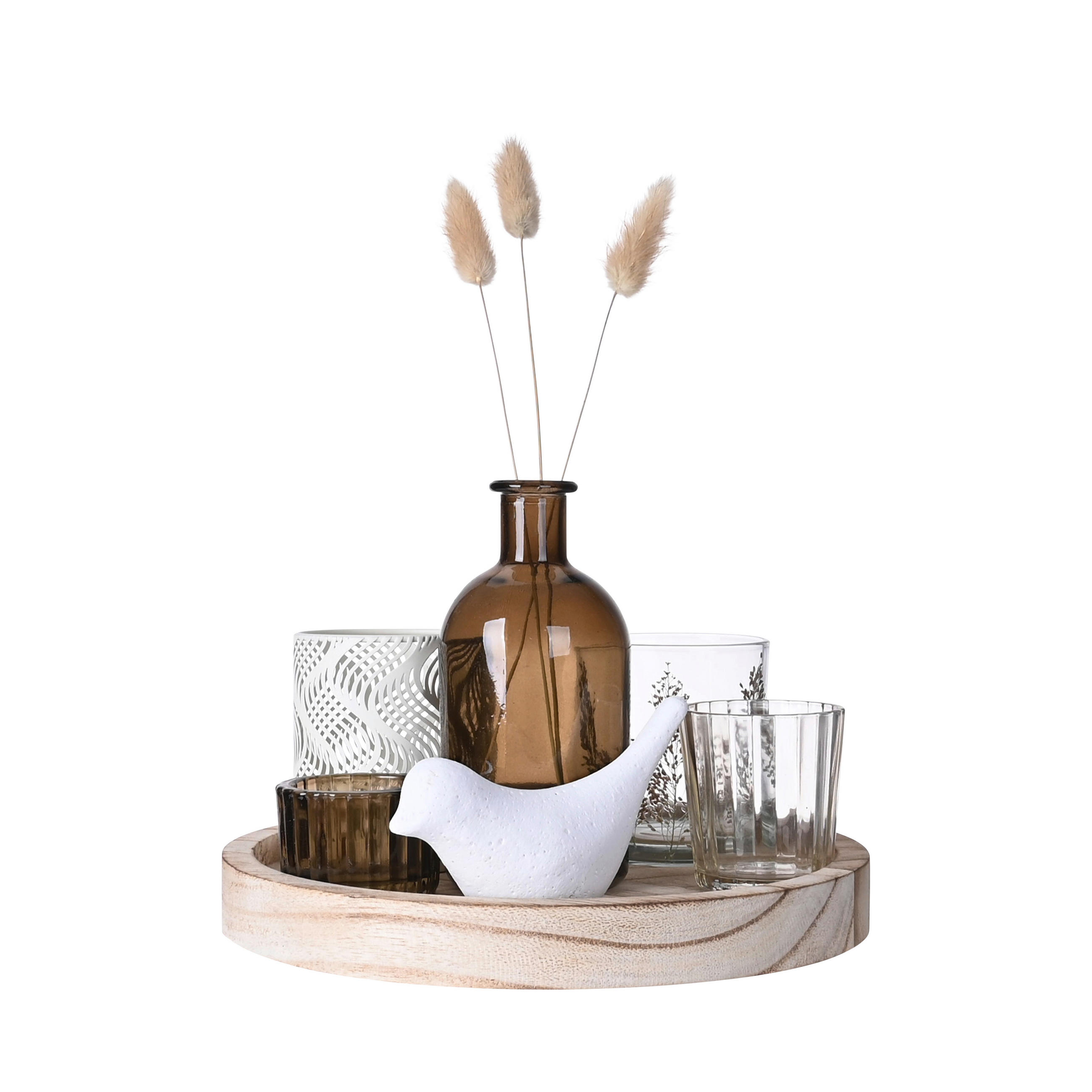 KERZENHALTER-SET - Multicolor, LIFESTYLE, Naturmaterialien/Glas (22/15cm) - Ambia Home