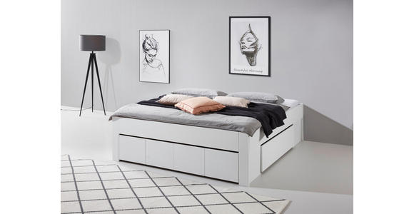 STAURAUMBETT 180/200 cm in Weiß - Weiß, KONVENTIONELL, Holzwerkstoff (180/200cm) - Carryhome