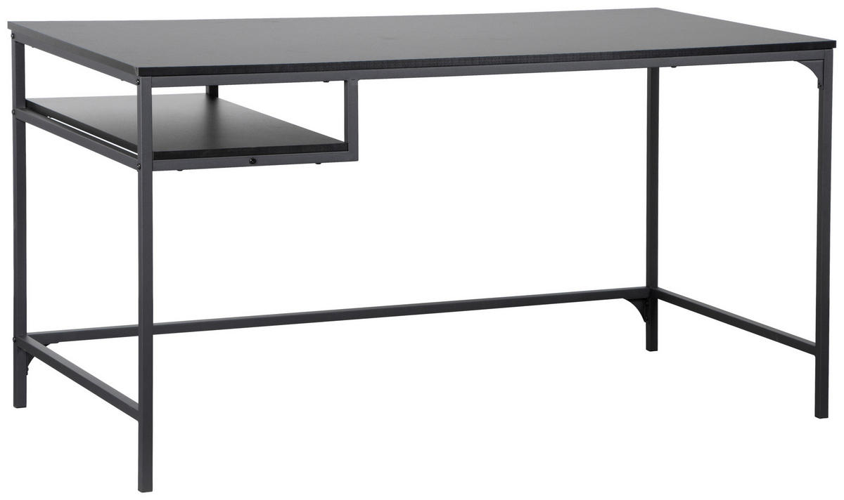 ÍRÓASZTAL  - fekete, Design, faalapú anyag/fém (140/70/75cm) - Carryhome