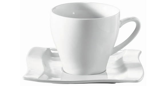 KAFFEETASSE MIT UNTERTASSE Swing    - Weiß, KONVENTIONELL, Keramik - Novel