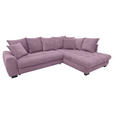 ECKSOFA Lila Cord Rückenkissen, Armlehnenkissen, Bettkasten, Schlaffunktion, Rücken echt, Liegefläche im Originalstoff  - Lila/Schwarz, KONVENTIONELL, Kunststoff/Textil (304/212cm) - Carryhome