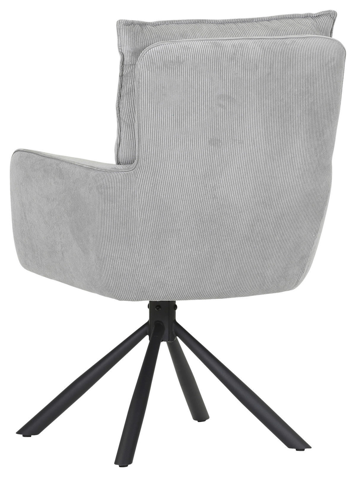 ARMLEHNSTUHL  Stoffauswahl, Sitzfläche 360° drehbar, automatische Rückholfunktion Cord  - Hellgrau/Schwarz, Design, Textil/Metall (60/95/62cm) - Novel