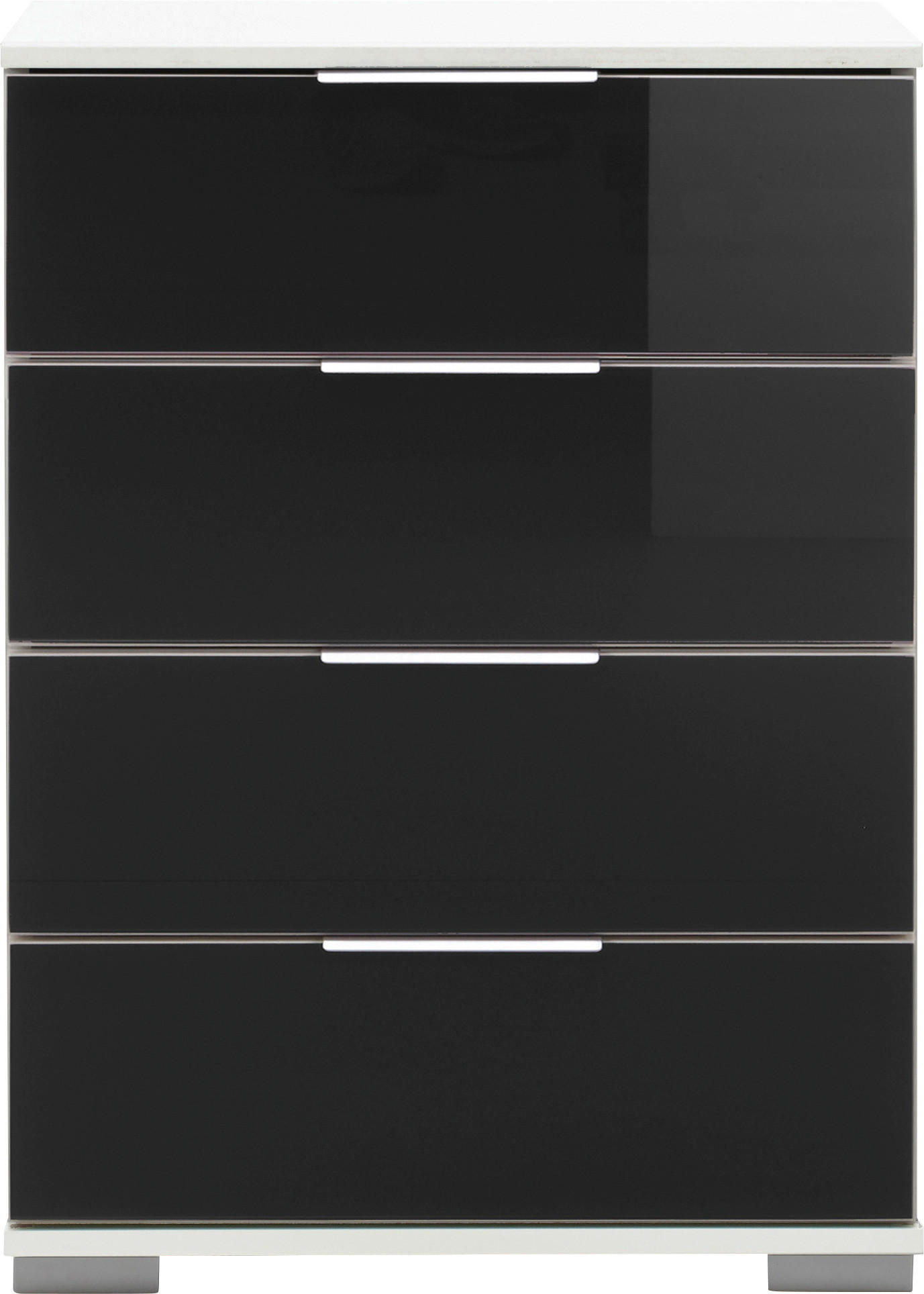NACHTSCHRANK 52/74/38 cm  - Alufarben/Schwarz, Design, Glas/Holzwerkstoff (52/74/38cm) - Livetastic