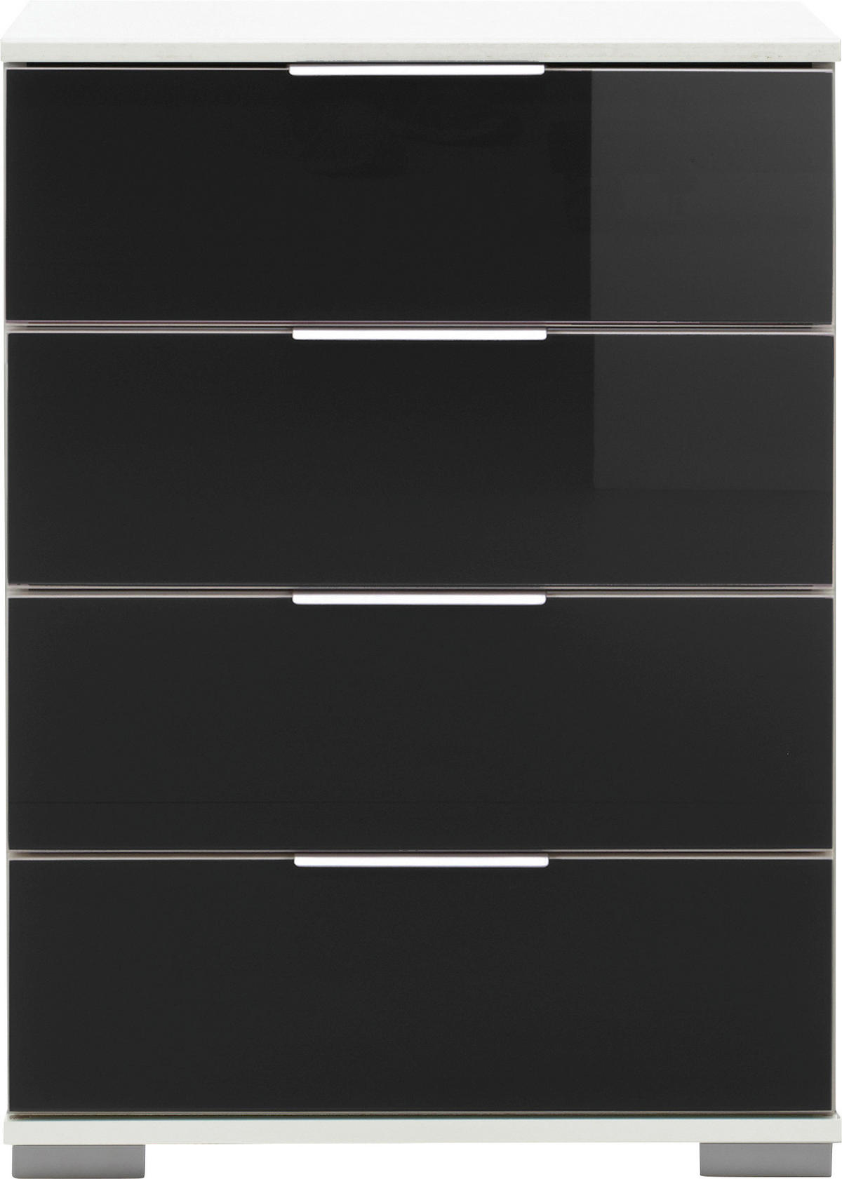 NACHTKÄSTCHEN 52/74/38 cm  in Schwarz, Weiss  - Weiss/Alufarben, Design, Glas/Holzwerkstoff (52/74/38cm) - Livetastic