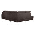 ECKSOFA Dunkelbraun Velours Bettkasten, Sitzvorzug  - Dunkelbraun/Schwarz, KONVENTIONELL, Textil/Metall (206/253cm) - Venda