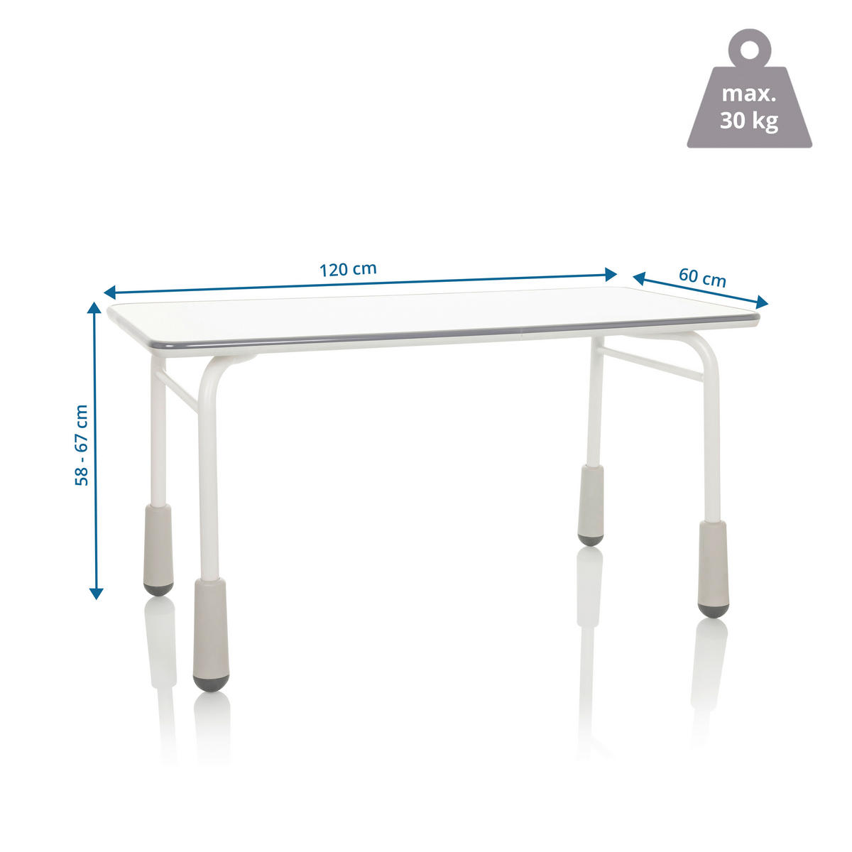 JUGENDSCHREIBTISCH   - Hellgrau, Basics, Holzwerkstoff/Metall (120/58-67/60cm) - MID.YOU