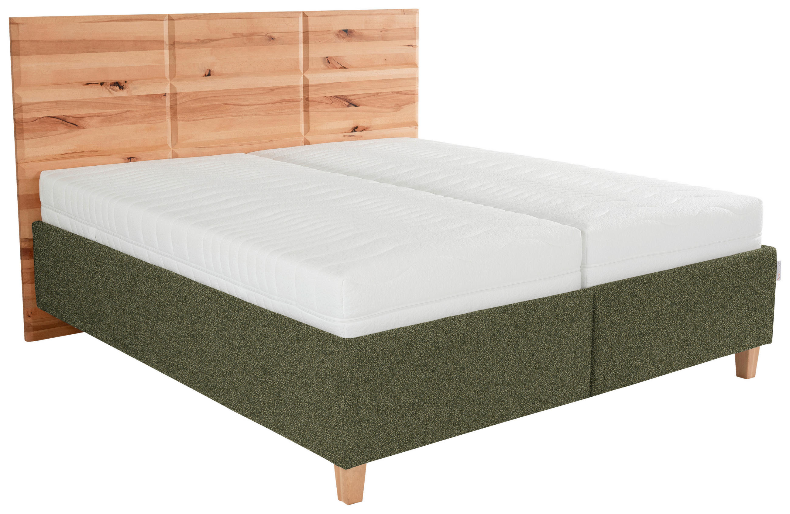 POLSTERBETT 180/200 cm  in Buchefarben, Olivgrün  - Weiss/Buchefarben, Design, Holz/Textil (180/200cm) - Valnatura