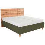 POLSTERBETT Matratze, Lattenrost, Bettkasten Buchefarben, Olivgrün 180/200 cm  - Buchefarben/Weiß, Design, Holz/Textil (180/200cm) - Valnatura
