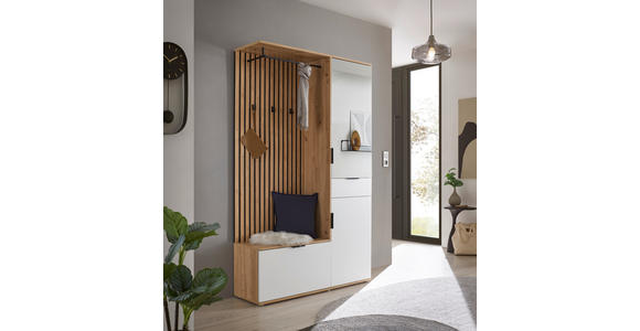 GARDEROBE in 122/195/35 cm - Weiß/Eiche Artisan, Design, Glas/Holzwerkstoff (122/195/35cm) - Xora