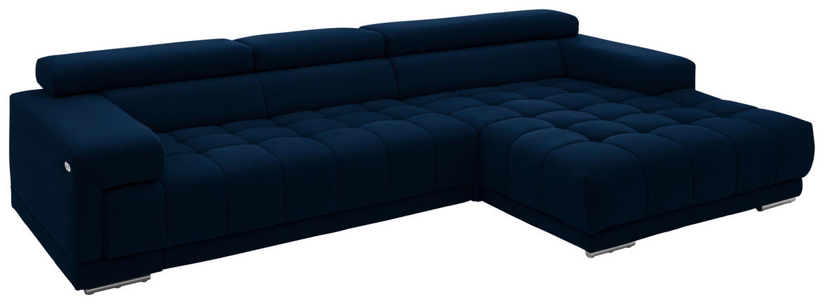 ECKSOFA  in Mikrofaser Dunkelblau  335/190 cm  - Silberfarben/Dunkelblau, Design, Textil/Metall (335/190cm) - Beldomo Speed