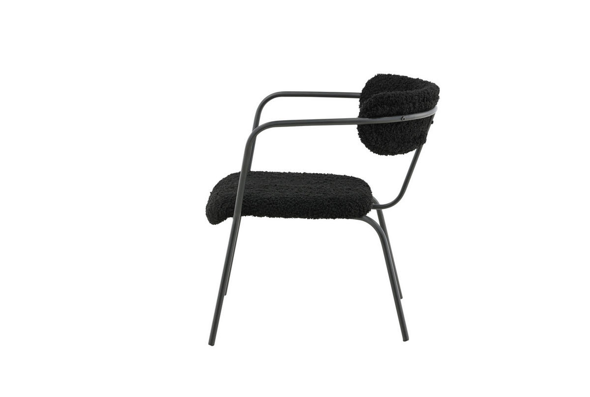 SESSEL in Teddystoff Schwarz  - Schwarz, Design, Textil/Metall (68/69/67cm) - Livetastic
