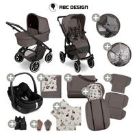 KINDERWAGENSET Salsa 5 Air Starter Set  - Graubraun/Schwarz, Basics, Textil/Metall (95.5/63/107.5cm) - ABC Design