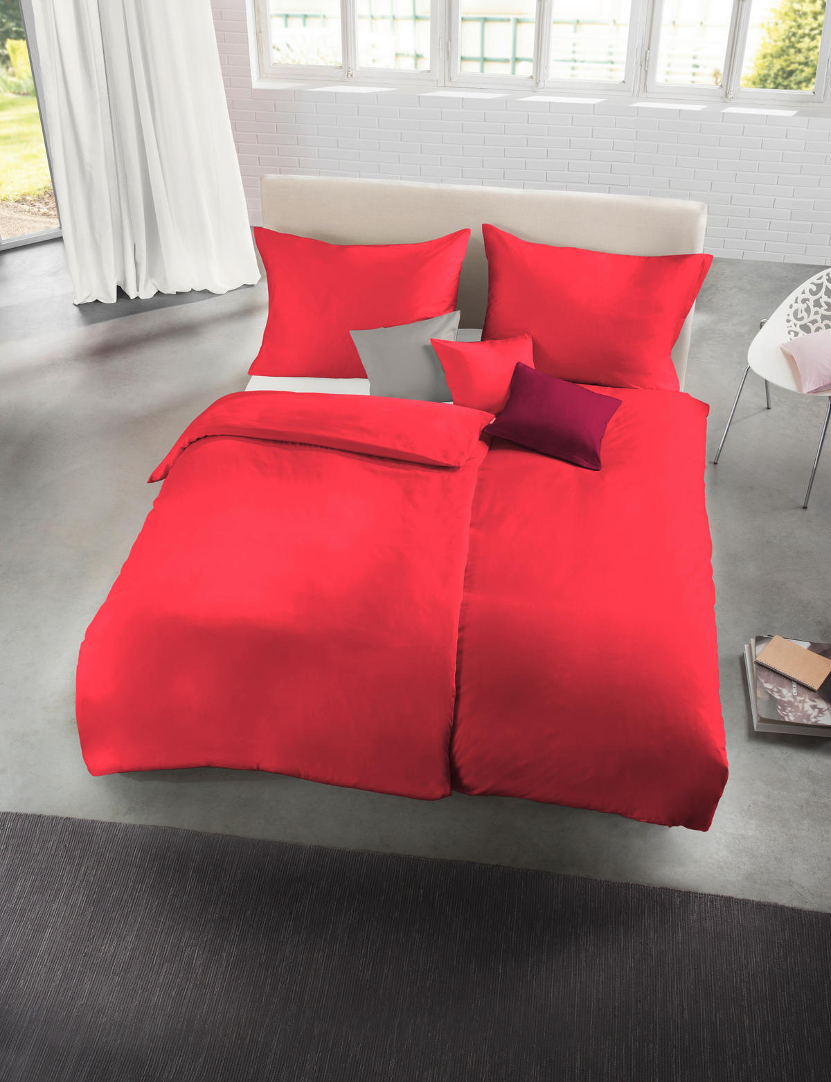 BETTWÄSCHE Satin 155/220 cm  - Rot, Basics, Textil (155/220cm) - Fleuresse