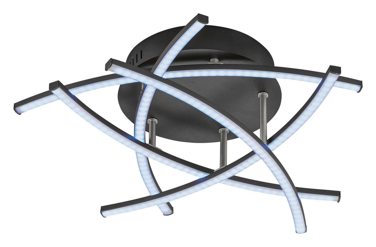 LED-DECKENLEUCHTE Cross TW 50 cm  - Schwarz/Nickelfarben, Design, Metall (50cm) - Fischer & Honsel