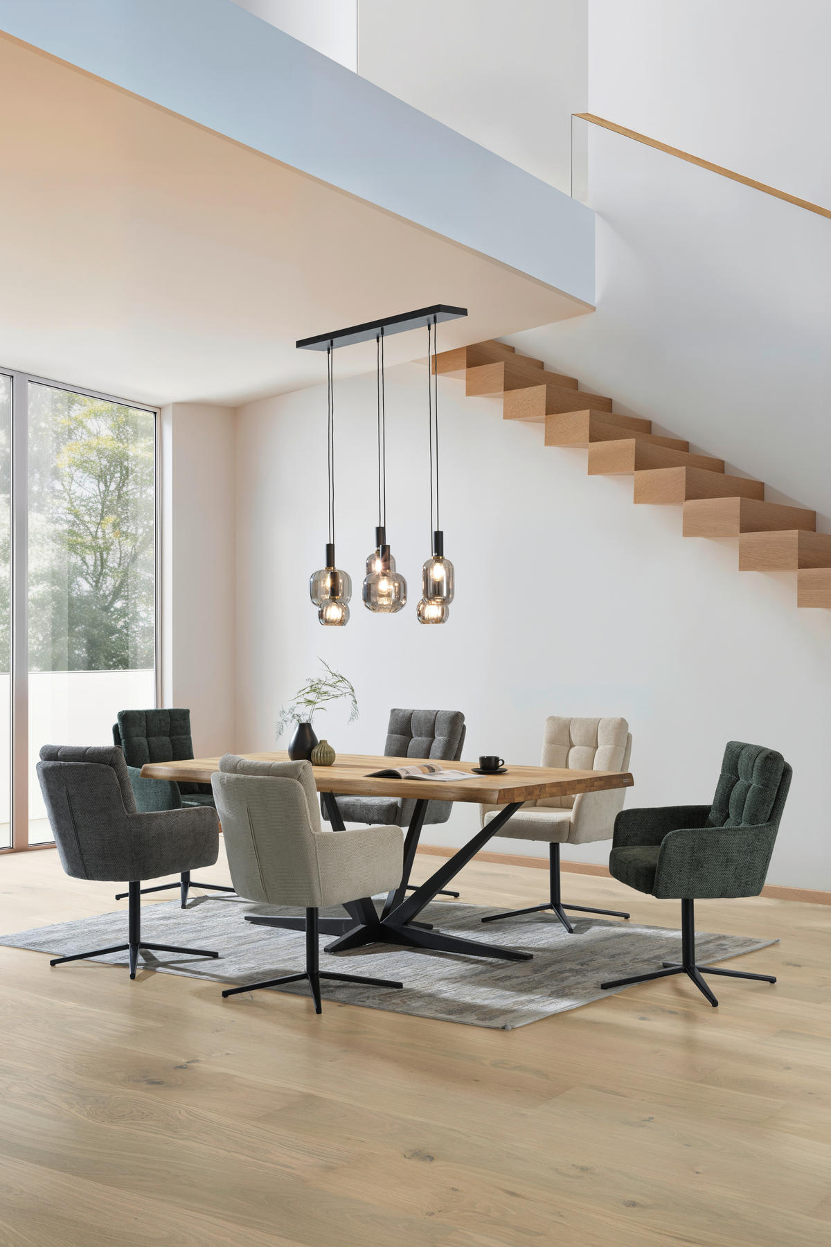 ESSTISCH in Holz 200/100/75 cm  - Eichefarben/Schwarz, Natur, Holz/Metall (200/100/75cm) - Linea Natura
