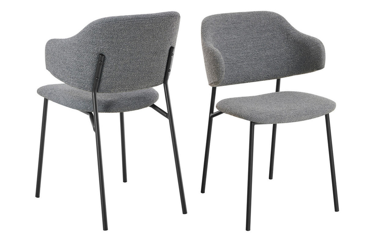 SADA STOLIČIEK S PODRÚČKAMI 2 kus - čierna/tmavosivá, Modern, kov/textil (54/83/59cm) - Livetastic